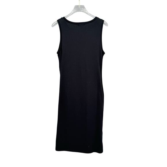 Leith Solid Black Knit Ruched Cinch Side Sleeveless Bodycon Mini Tank Dress - Picture 10 of 12